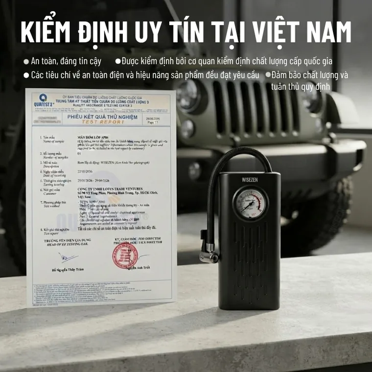 Phiếu kết quả thử nghiệm QUATEST 3 cho AP01